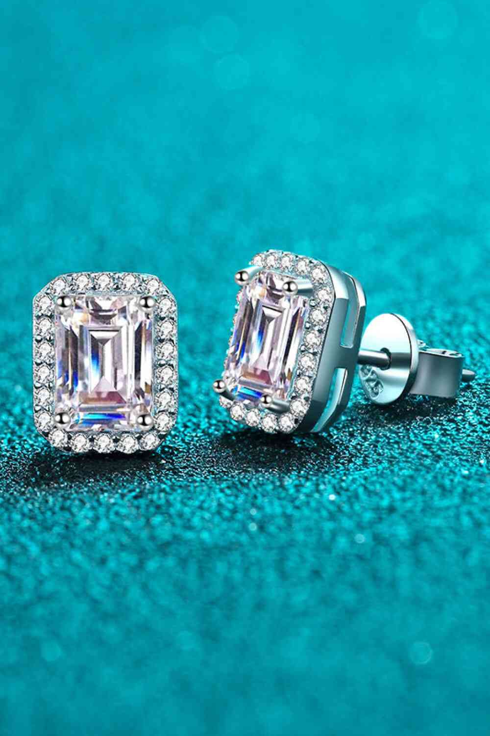 Adored 1 Carat Moissanite Rhodium-Plated Square Stud Earrings - lolaluxeshop