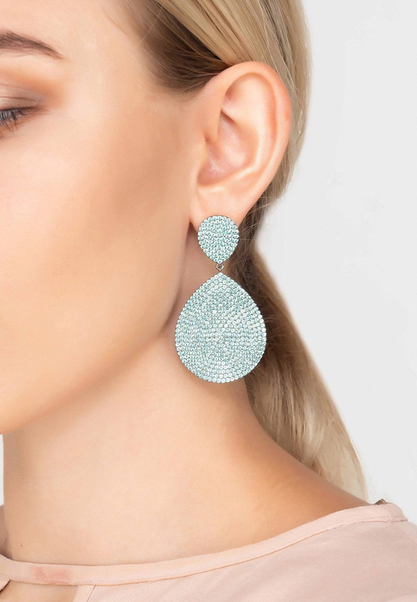 Monte Carlo Earrings Aqua Blue Silver - lolaluxeshop