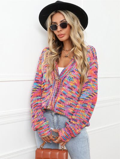 Button Up Dropped Shoulder Cardigan - lolaluxeshop