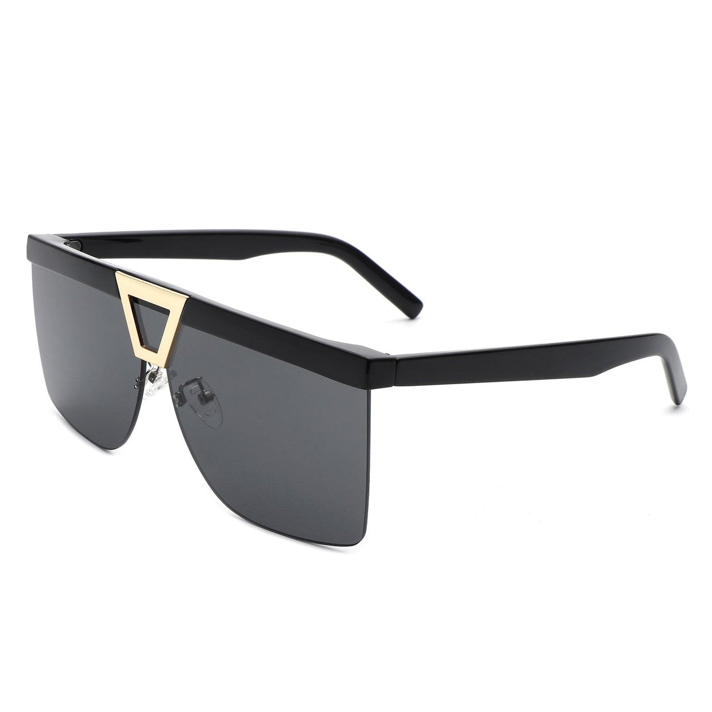 Starview - Oversize Half Frame Tinted Fashion Square Sunglasses - lolaluxeshop