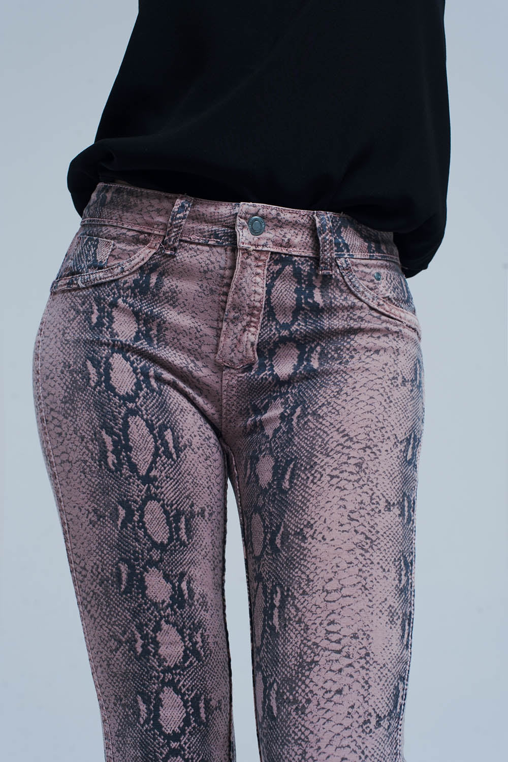 Reversible Animal Print Pink Jeans - LOLA LUXE