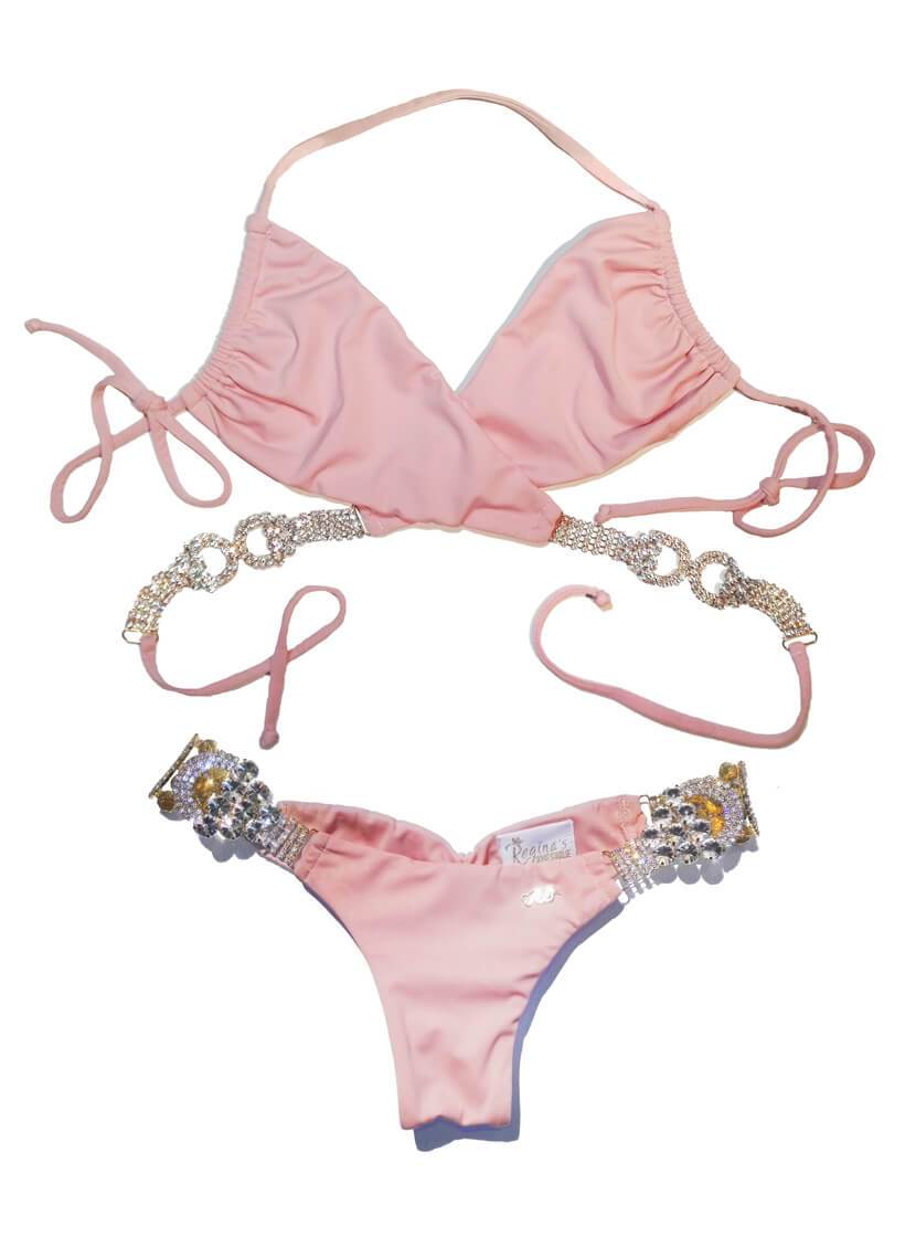 Gina Wrap Top & Skimpy Bottom - Powder Pink - LOLA LUXE