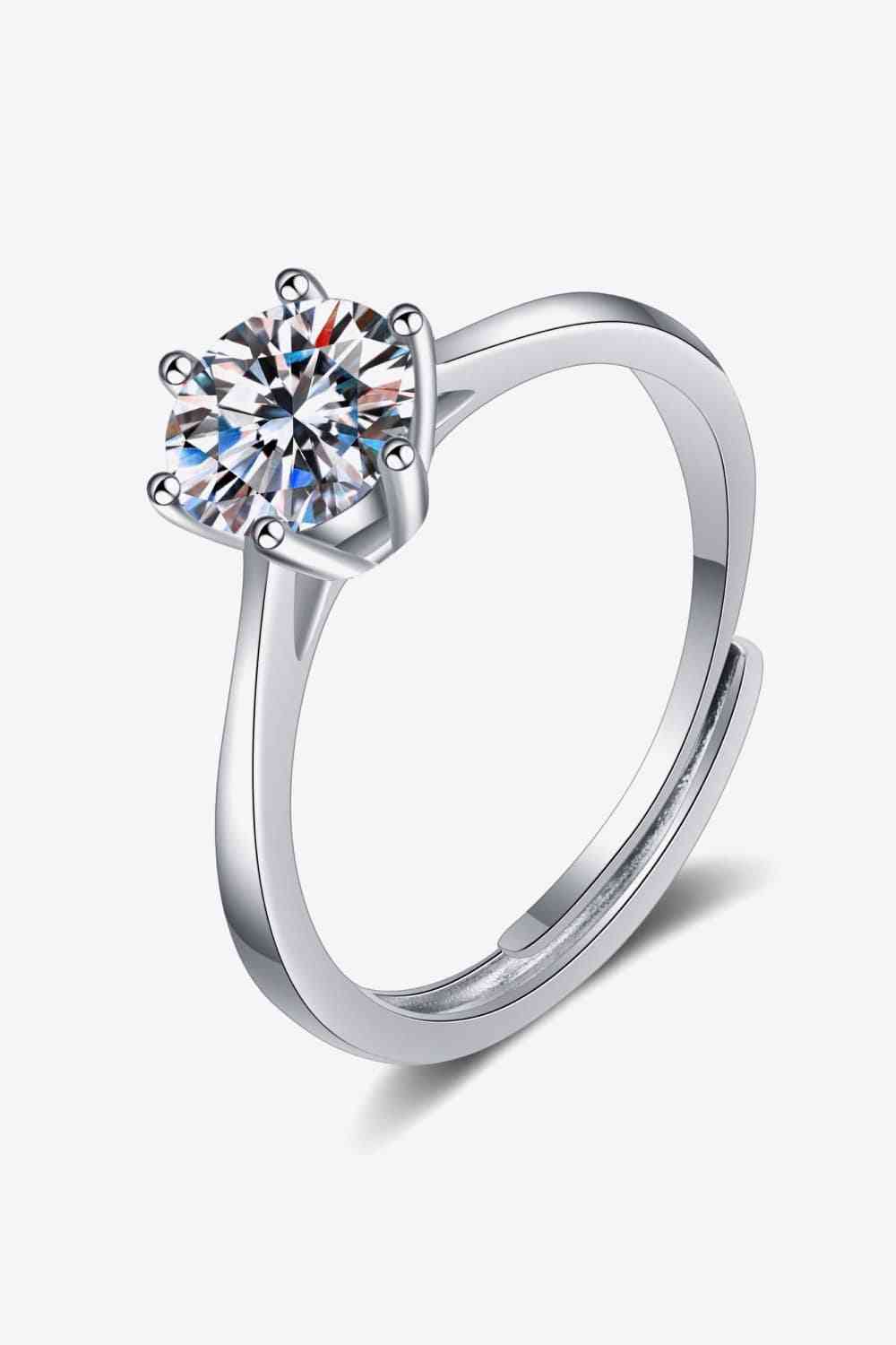 Moissanite 6-Prong Adjustable Ring - lolaluxeshop