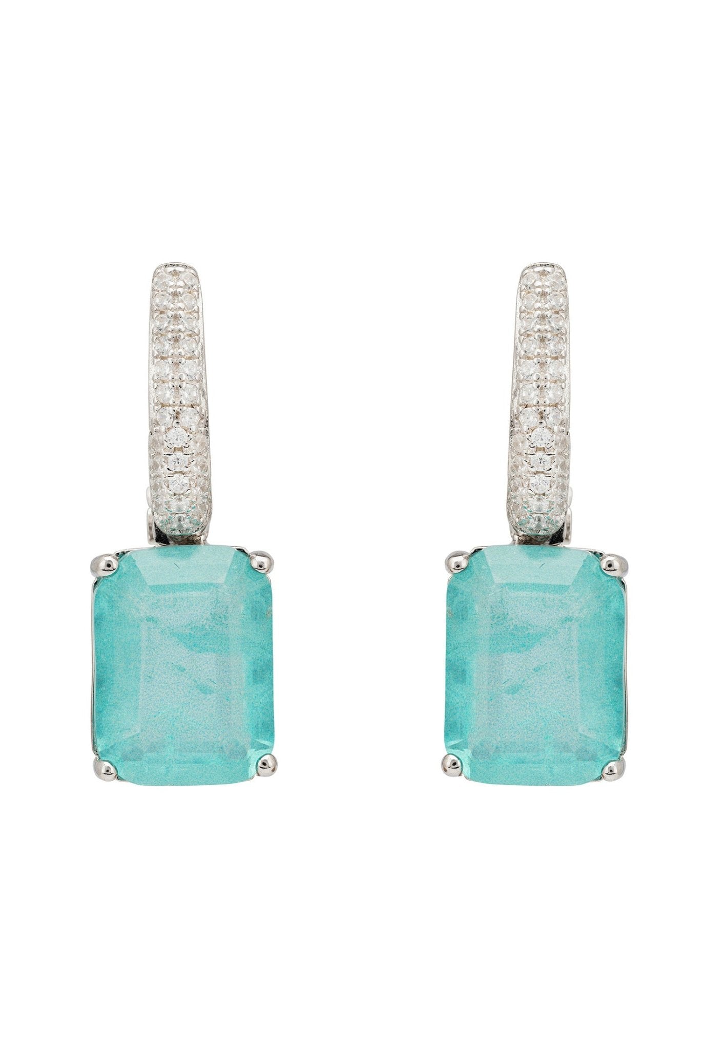 Alexandra Rectangle Drop Earrings Silver Paraiba Tourmaline - lolaluxeshop