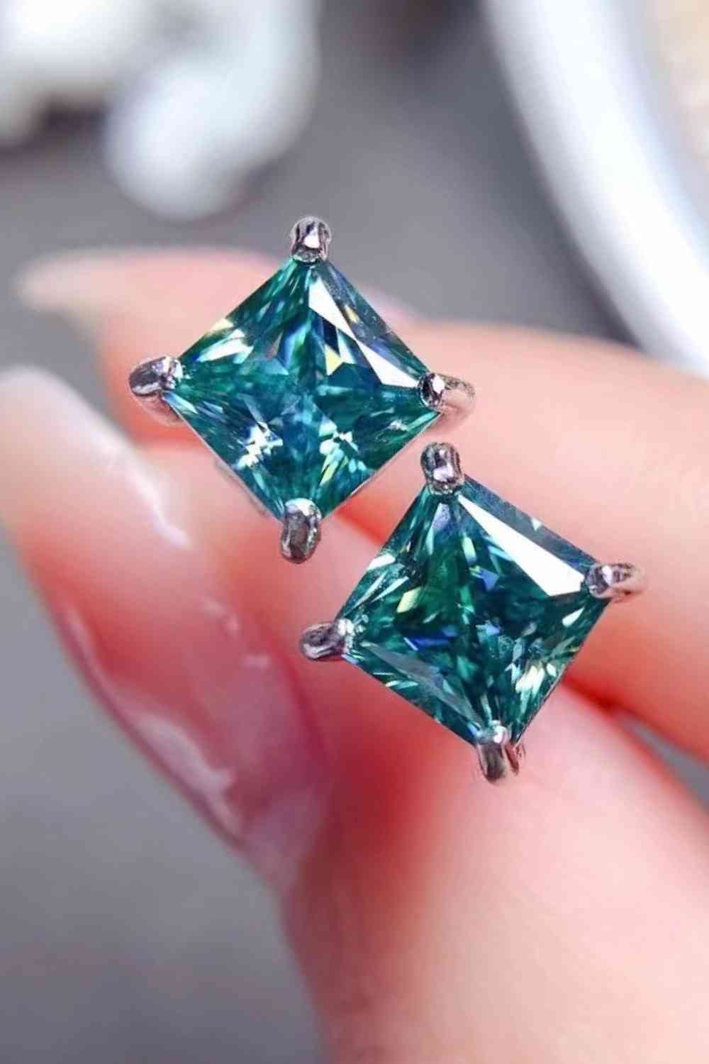 2 Carat Square Moissanite Four-Prong Earrings - lolaluxeshop