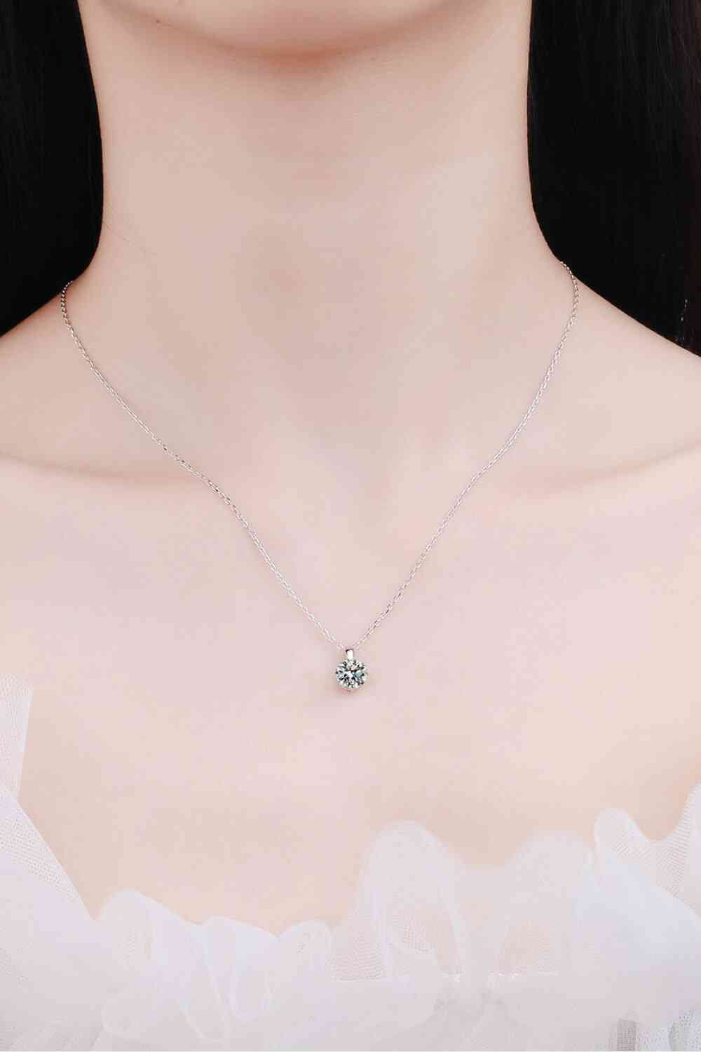 Minimalist 925 Sterling Silver Moissanite Pendant Necklace - lolaluxeshop