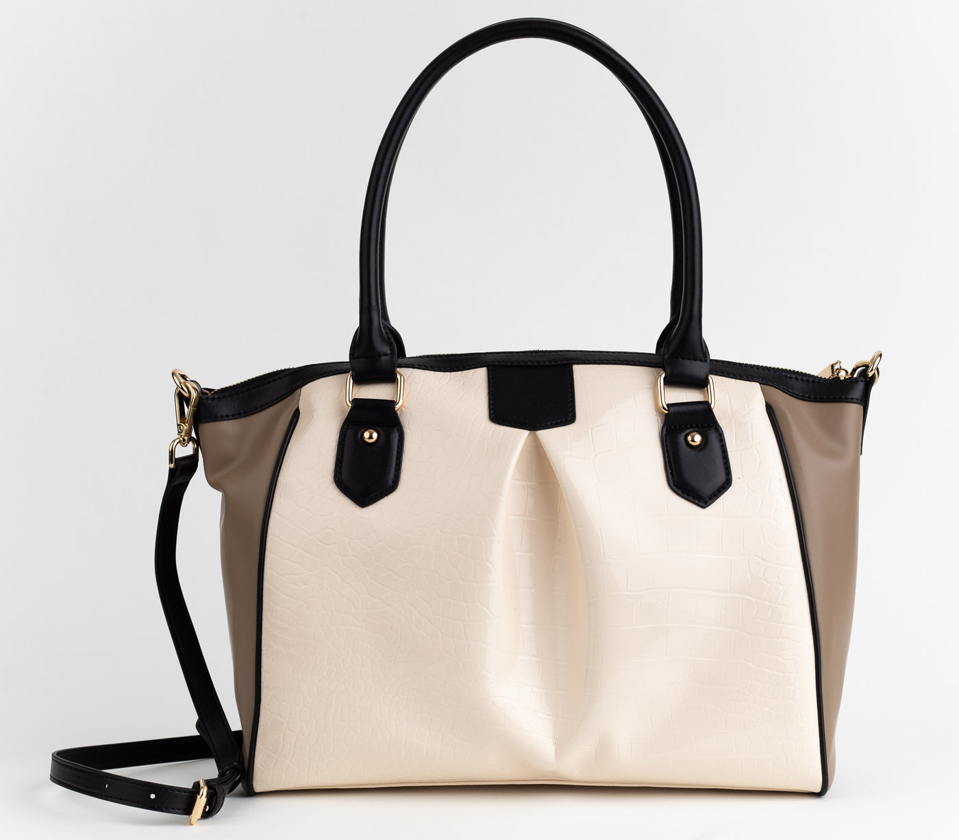 Madison - Beige Trio Croc Vegan Bag - LOLA LUXE