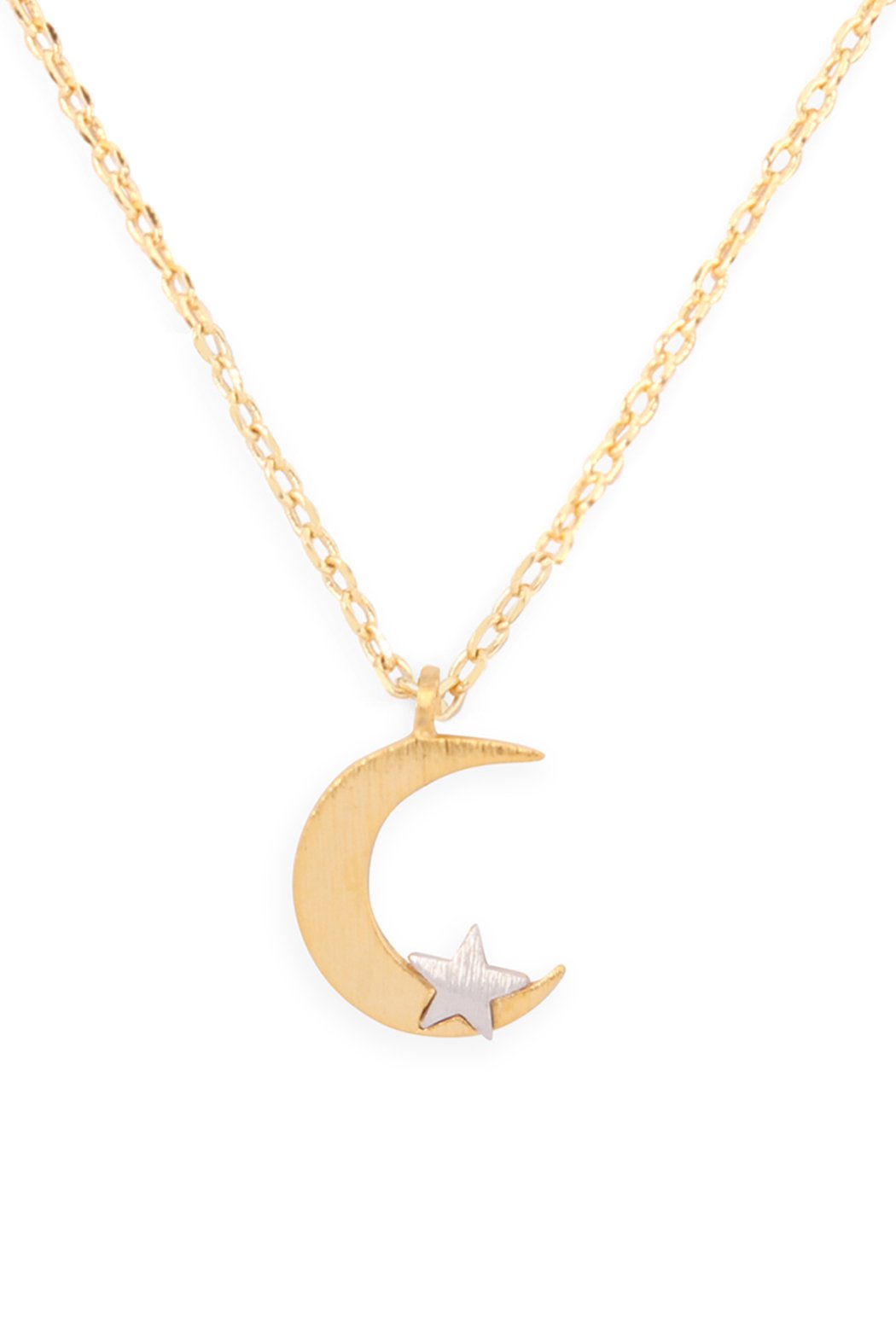 Hdnen665 - Crescent Moon Star Pendant Chain Necklace - LOLA LUXE