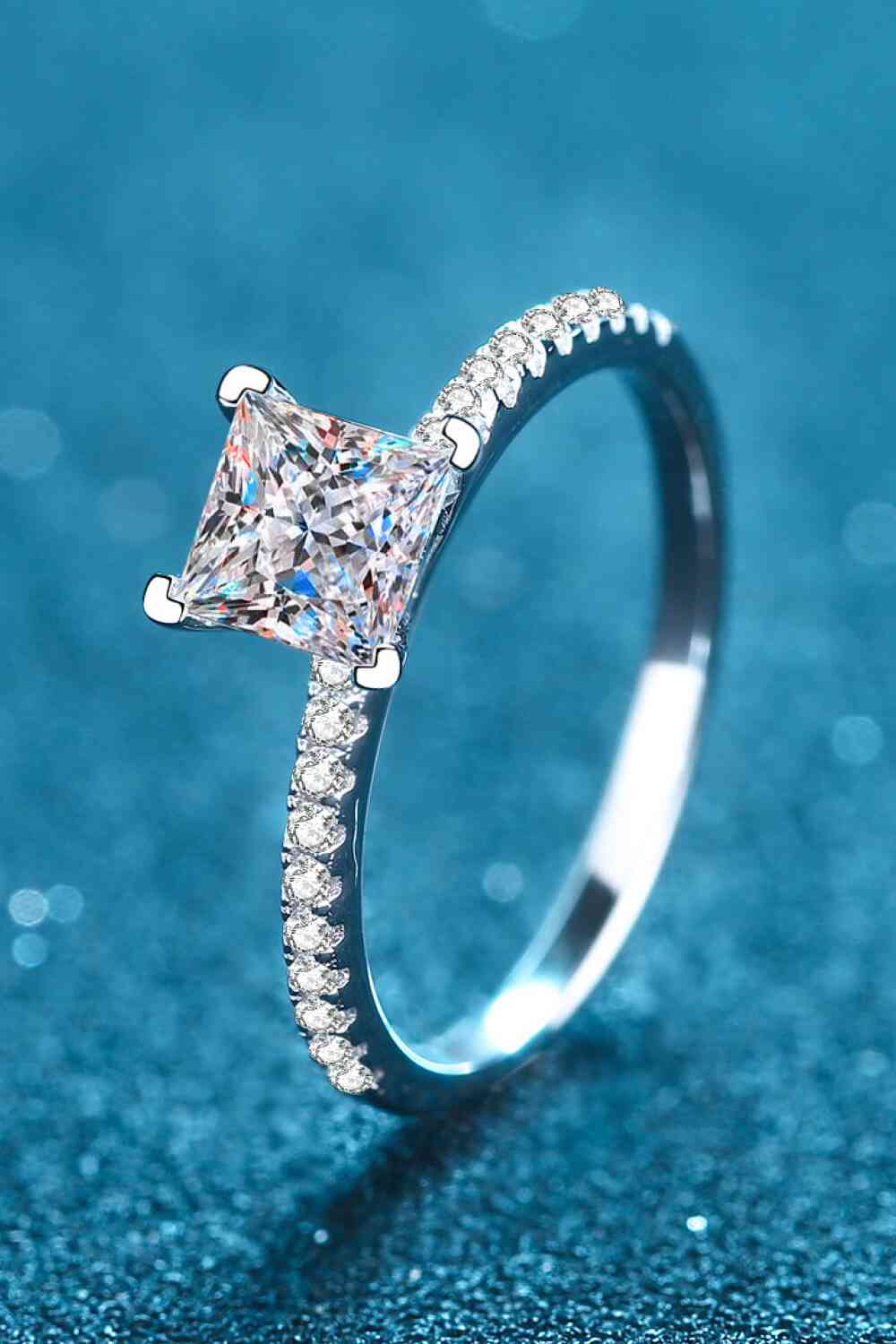 Rhodium-Plated 2 Carat Moissanite Four-Prong Ring - lolaluxeshop