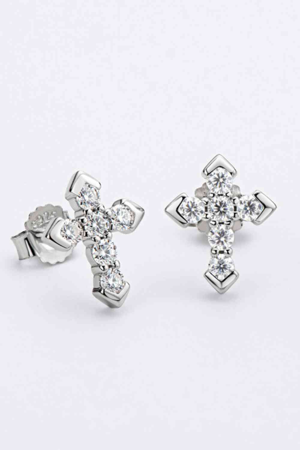 Moissanite Cross Stud Earrings - lolaluxeshop