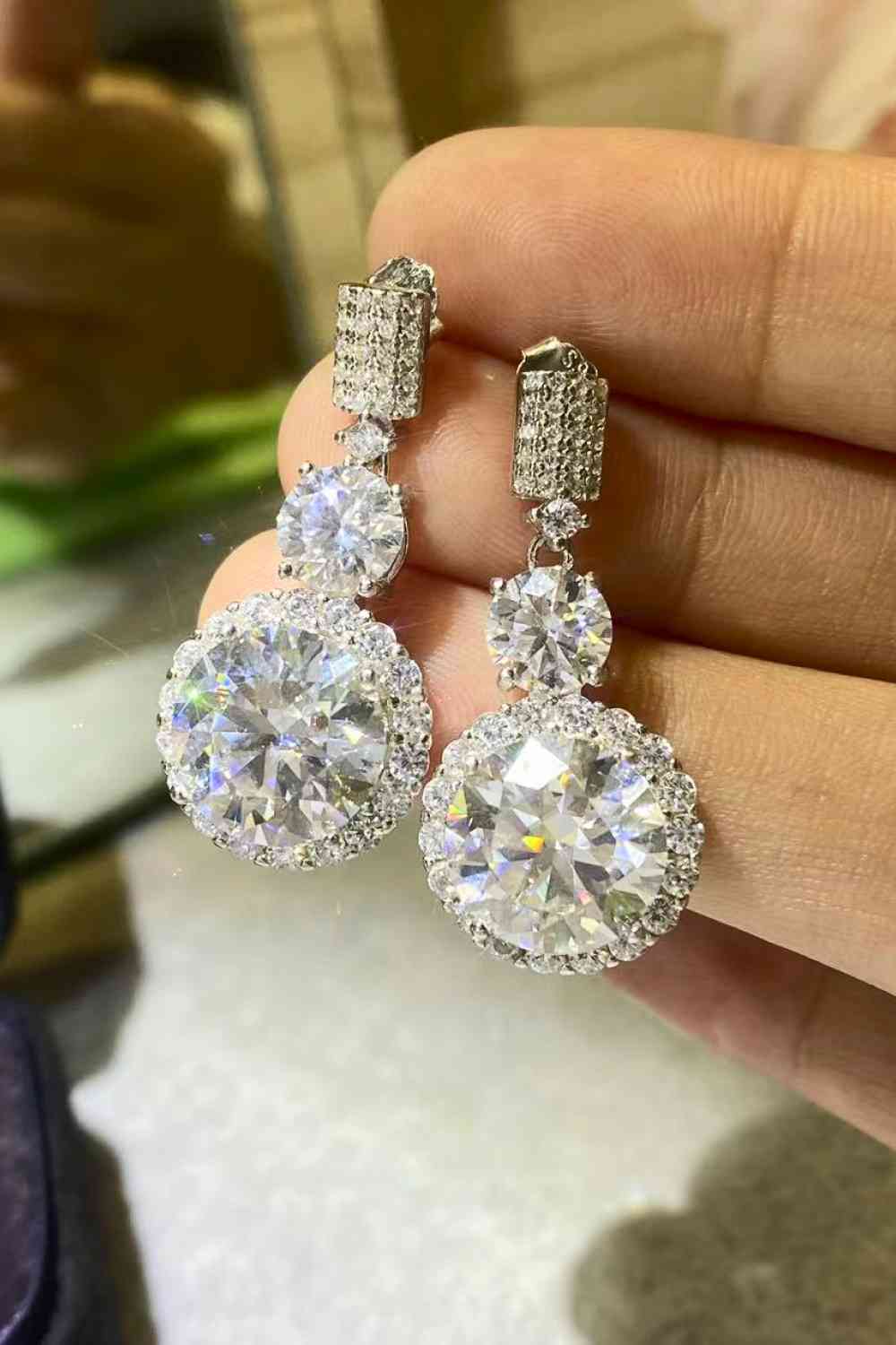 12 Carat Moissanite Platinum-Plated Drop Earrings - lolaluxeshop