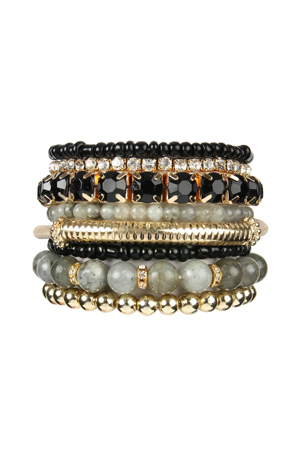 Hdb2269 - Plus Size Stackable Beads Bracelet Set - LOLA LUXE