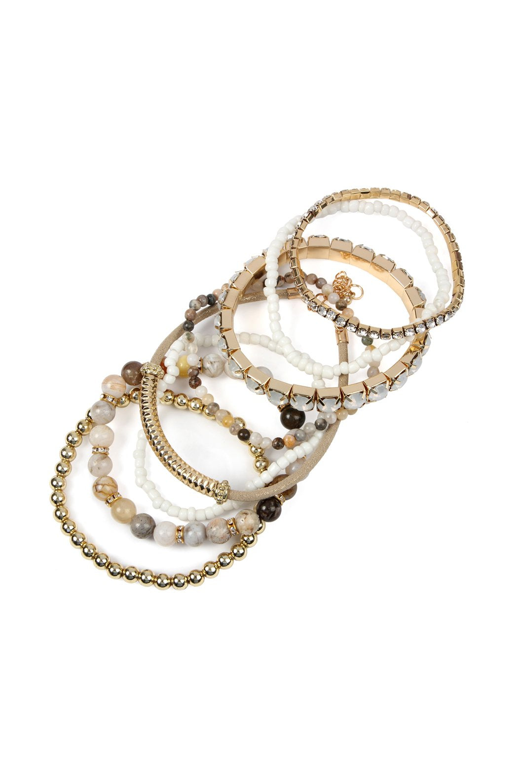 Hdb2269 - Plus Size Stackable Beads Bracelet Set - LOLA LUXE