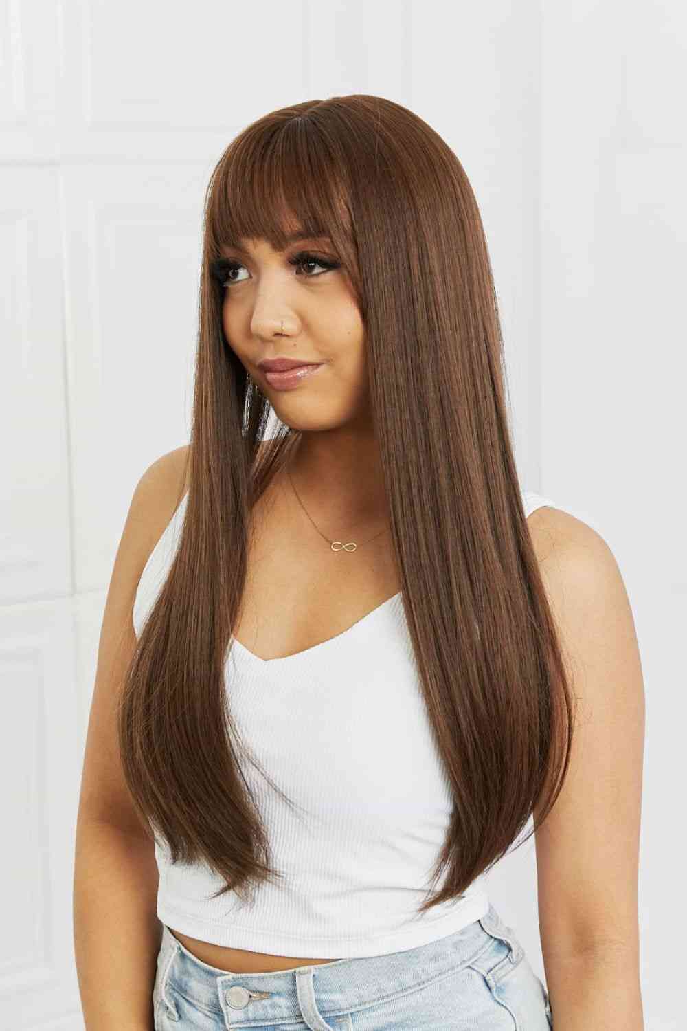 Full Machine Long Straight Synthetic Wigs 26'' - lolaluxeshop