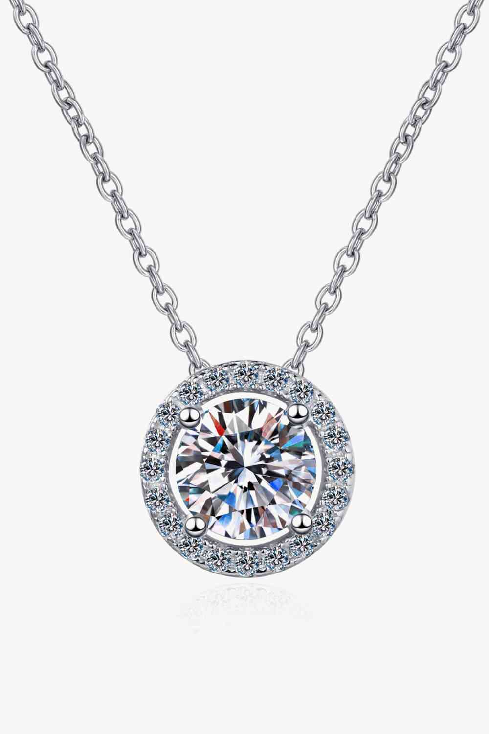 1 Carat Moissanite Round Pendant Chain Necklace - lolaluxeshop