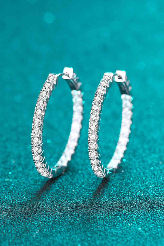 Moissanite Rhodium-Plated Hoop Earrings - lolaluxeshop