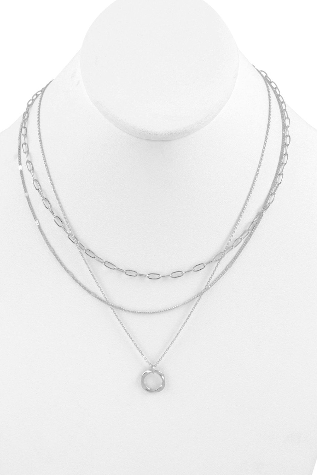 Multi Layer Chain With Round Necklace - LOLA LUXE