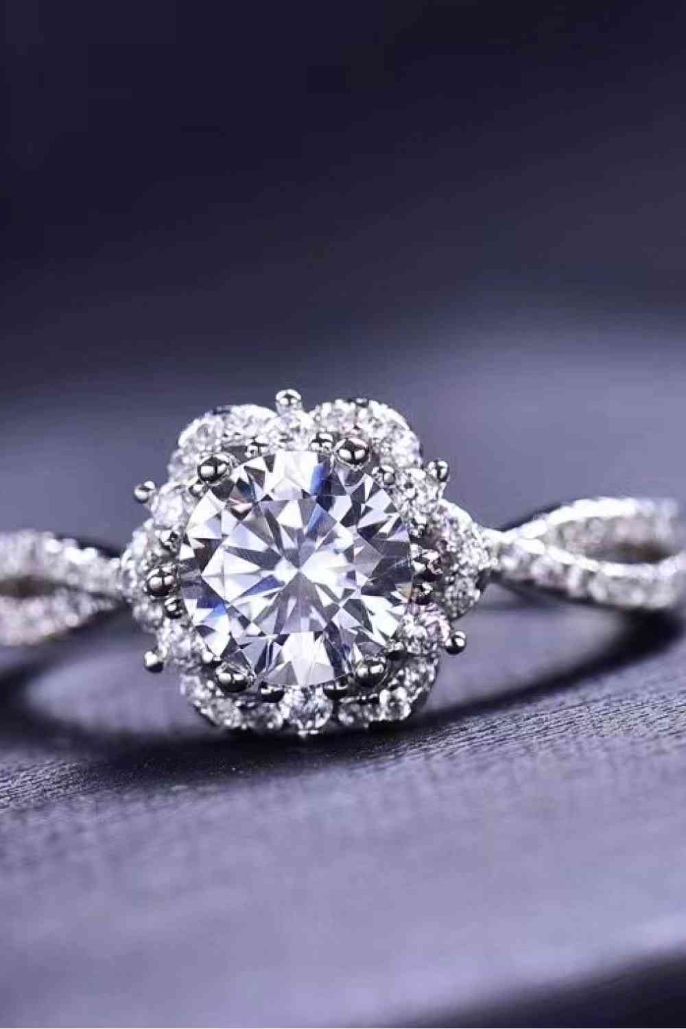 Platinum-Plated Six Prong 1 Carat Moissanite Ring - lolaluxeshop