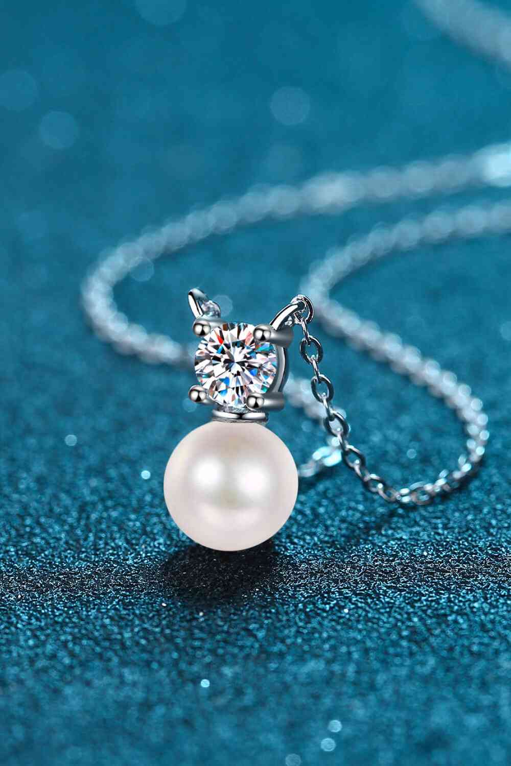 925 Sterling Silver Freshwater Pearl Moissanite Necklace - lolaluxeshop