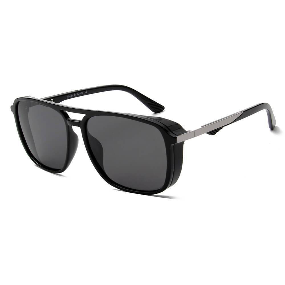 NAPA | Retro Vintage Flat Brow Bar Polarized Square Fashion Sunglasses - lolaluxeshop