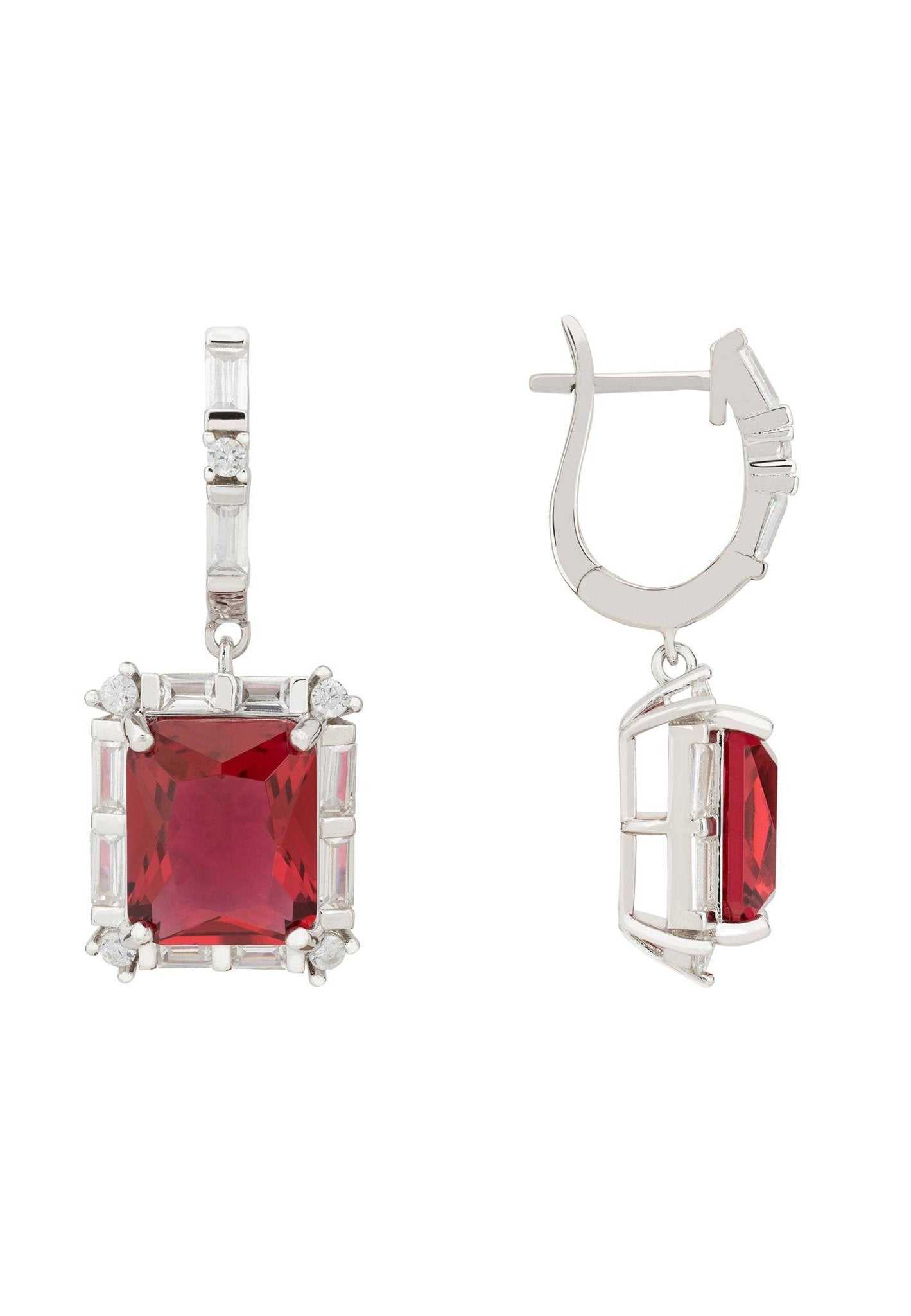 Tudor Silver Earring Ruby - lolaluxeshop