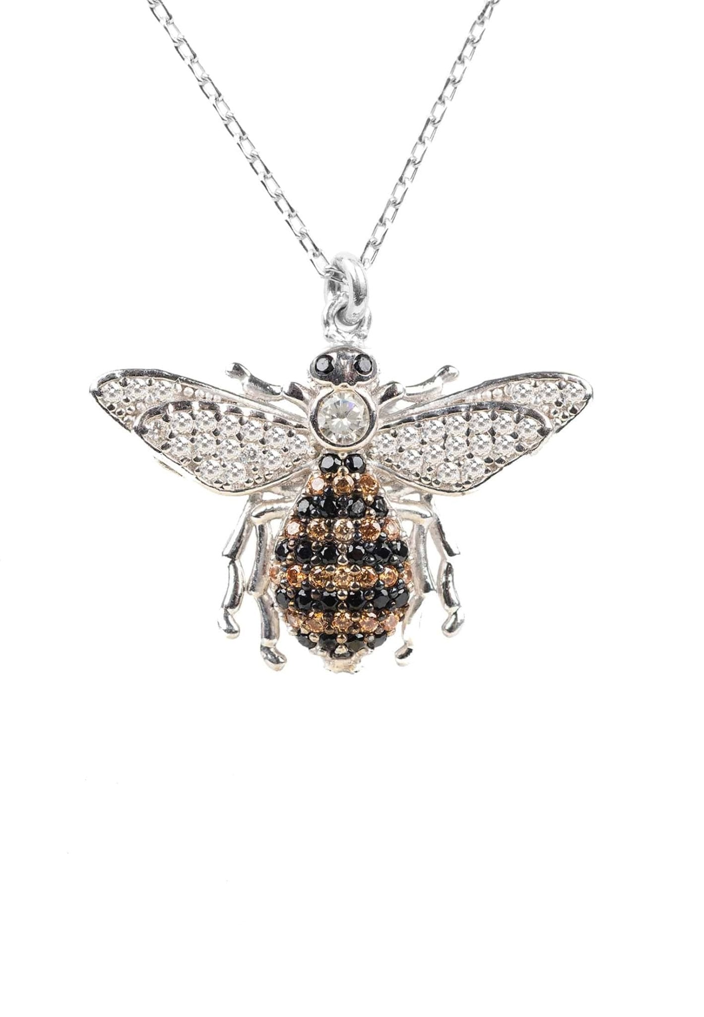 Honey Bee Pendant Necklace Silver - lolaluxeshop