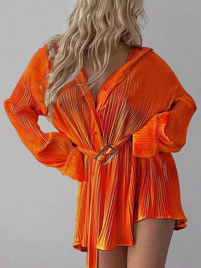 Button Up Dropped Shoulder Shirt Dress - lolaluxeshop