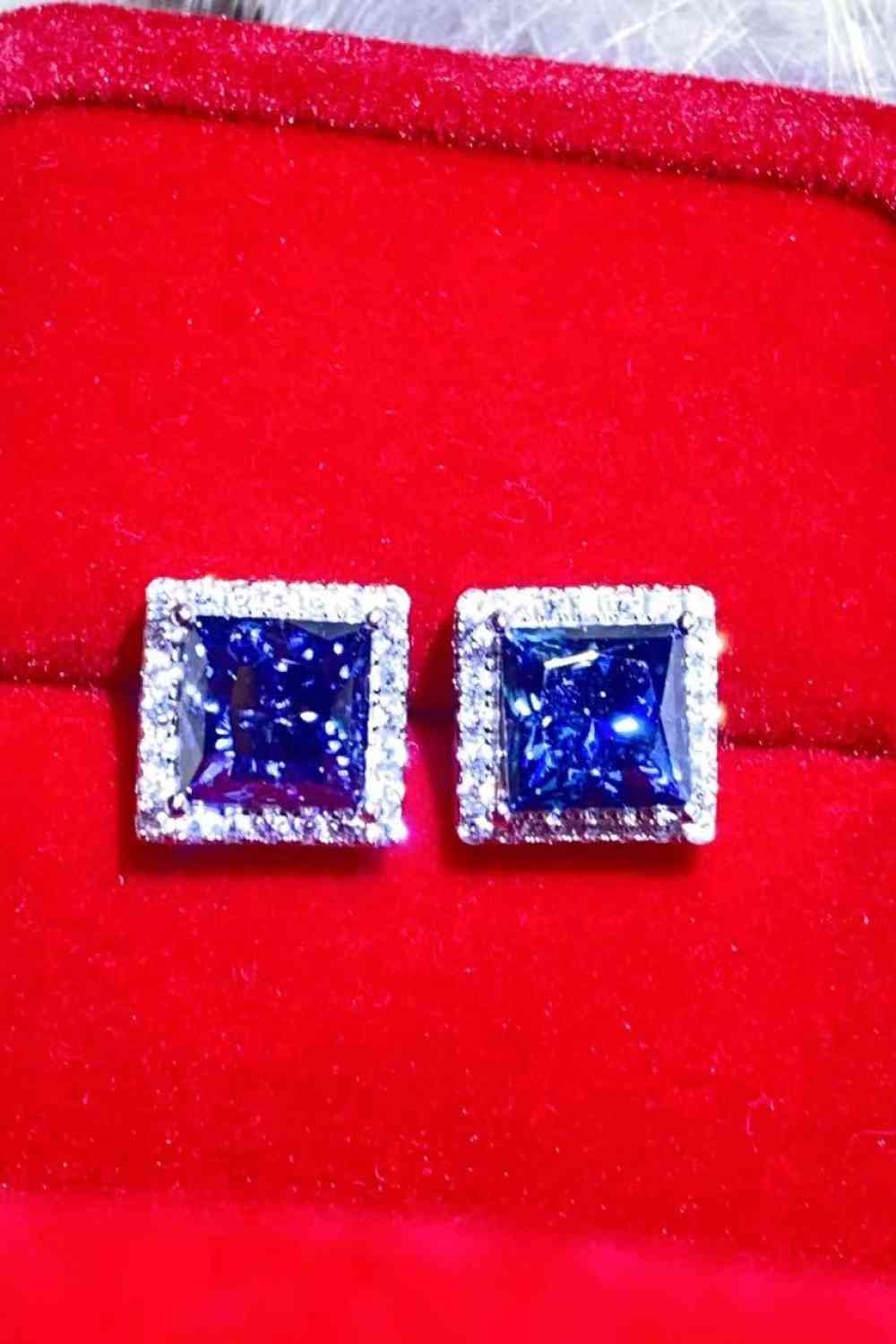 925 Sterling Silver 4 Carat Moissanite Square Earrings - lolaluxeshop