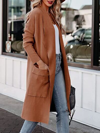 Open Front Dropped Shoulder Outerwear - lolaluxeshop