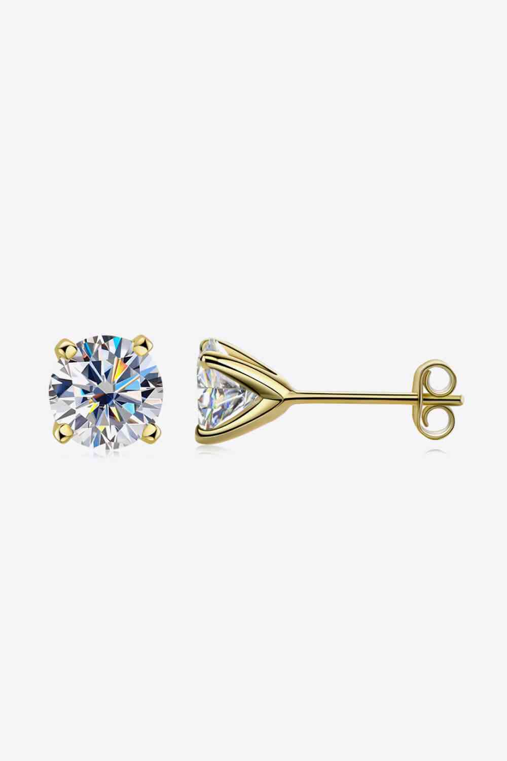 925 Sterling Silver 1 Carat Moissanite 4-Prong Stud Earrings - lolaluxeshop