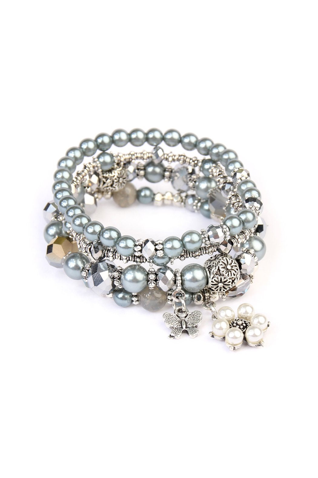 Hdb2076 - Butterfly Pearl Classy Stackable Bracelet - LOLA LUXE