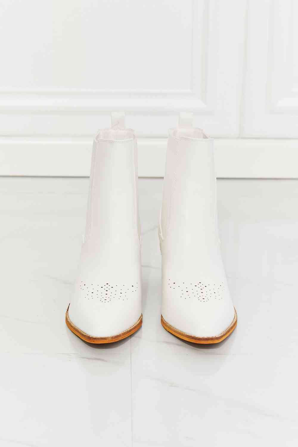 MMShoes Love the Journey Stacked Heel Chelsea Boot in White - lolaluxeshop