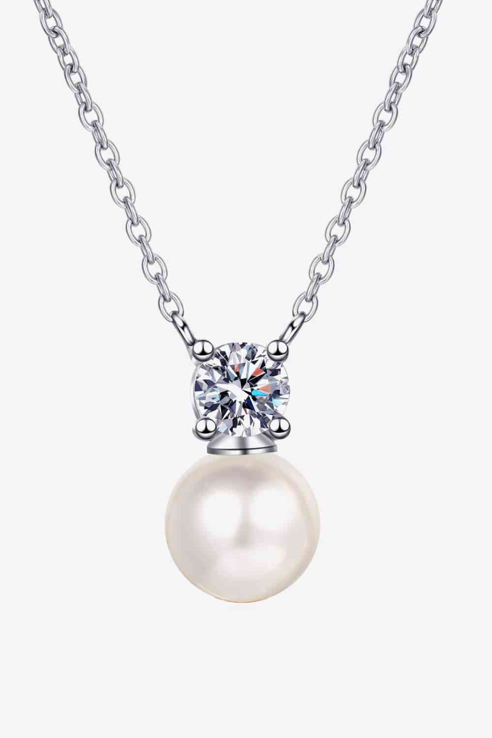 925 Sterling Silver Freshwater Pearl Moissanite Necklace - lolaluxeshop