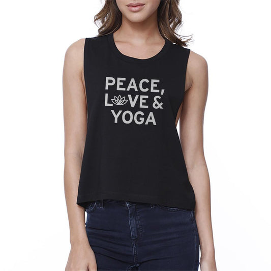 Peace Love Yoga Crop Top Yoga Work Out Tank Top Cute Yoga T-Shirt - LOLA LUXE