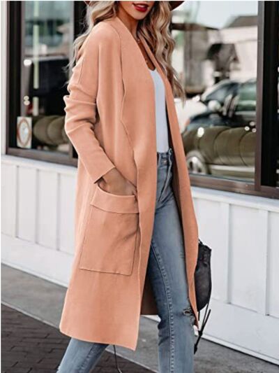 Open Front Dropped Shoulder Outerwear - lolaluxeshop