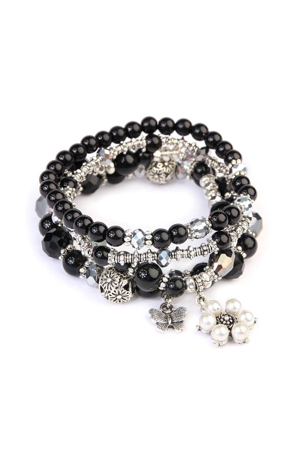 Hdb2076 - Butterfly Pearl Classy Stackable Bracelet - LOLA LUXE