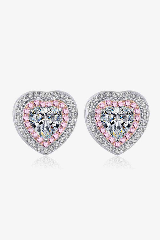 Moissanite Heart-Shaped Stud Earrings - lolaluxeshop