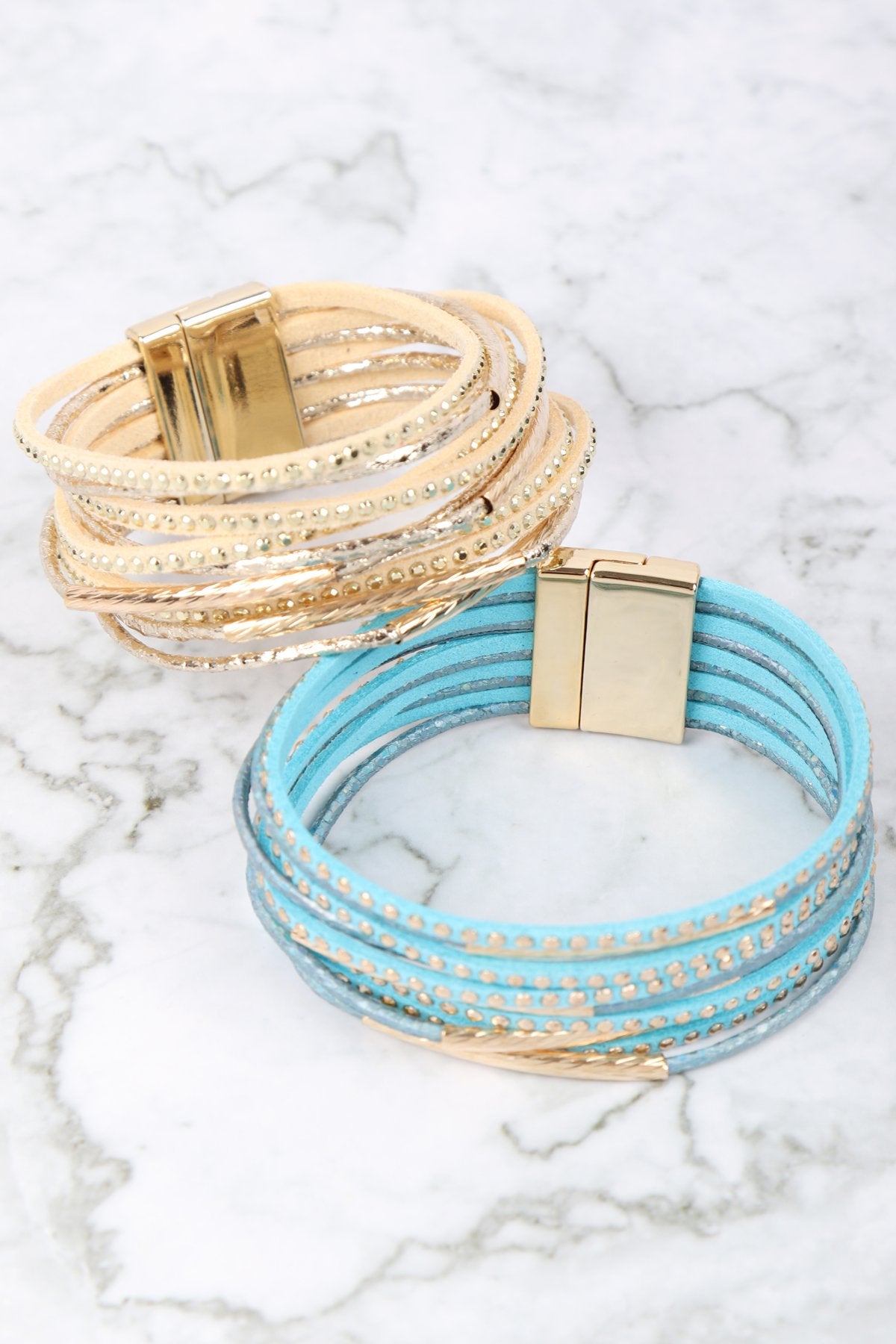 Hdb3067 - Multiline Leather Magnetic Bracelet - LOLA LUXE