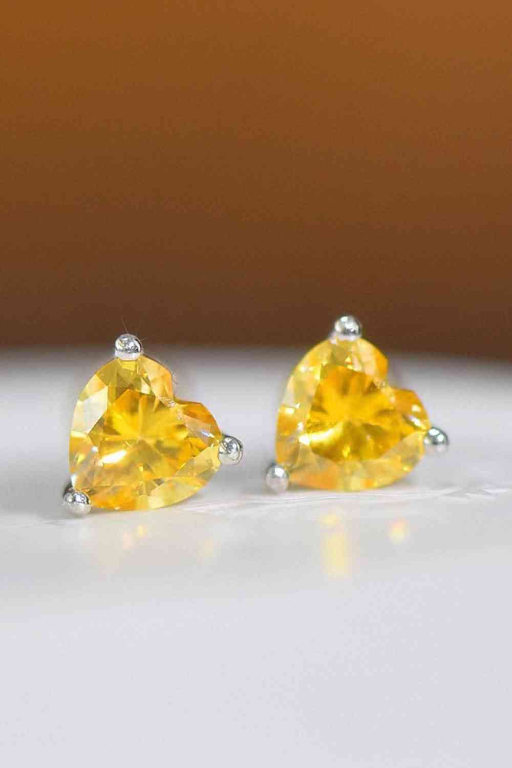 2 Carat Yellow Heart Moissanite Platinum-Plated Earrings - lolaluxeshop