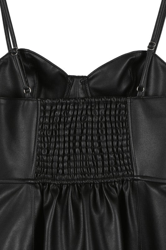 Vegan leather bustier mini dress - LOLA LUXE