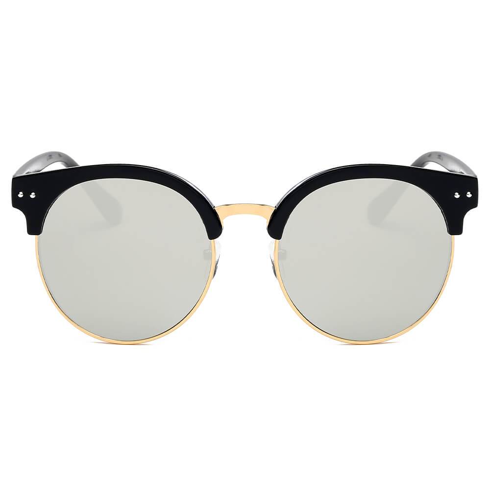 JERMYN | Retro Vintage Fashion Round Clubmaster Flat Lens Design Sunglasses - lolaluxeshop