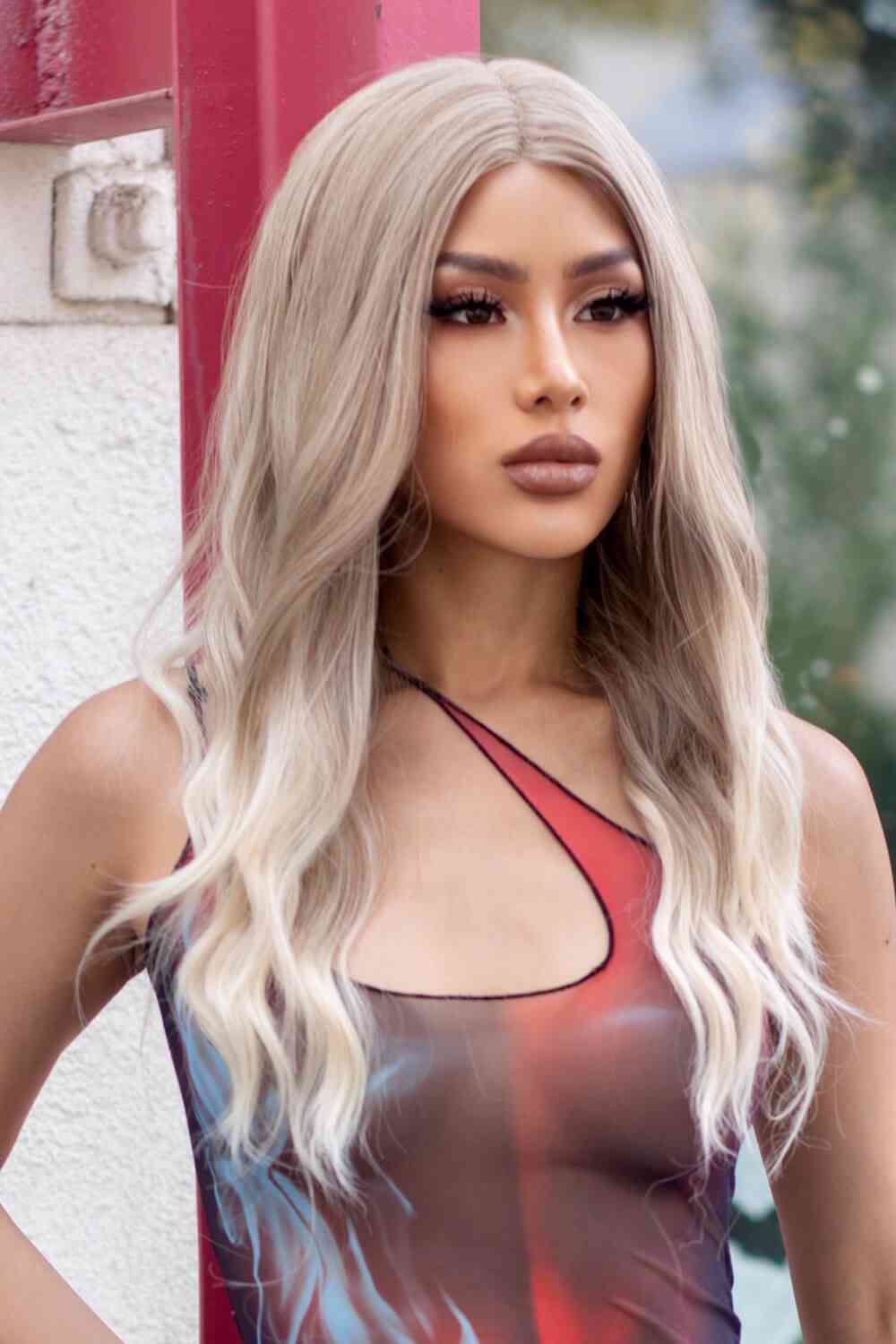 13*2" Lace Front Wigs Synthetic Long Wave 24" 150% Density in Medium Blonde Highlights - lolaluxeshop