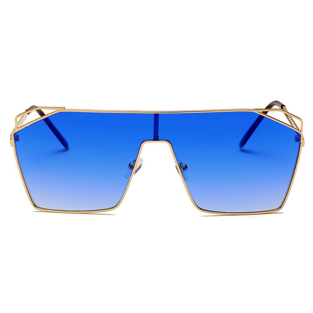 LAVAL | S2071 - Flat Top Metal Oversize Square Fashion Sunglasses - lolaluxeshop