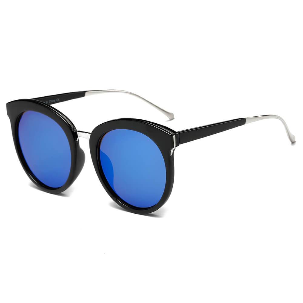 NORTH | Women's Oversized Round Mirrored Lens Horned Rim Sunglasses - lolaluxeshop