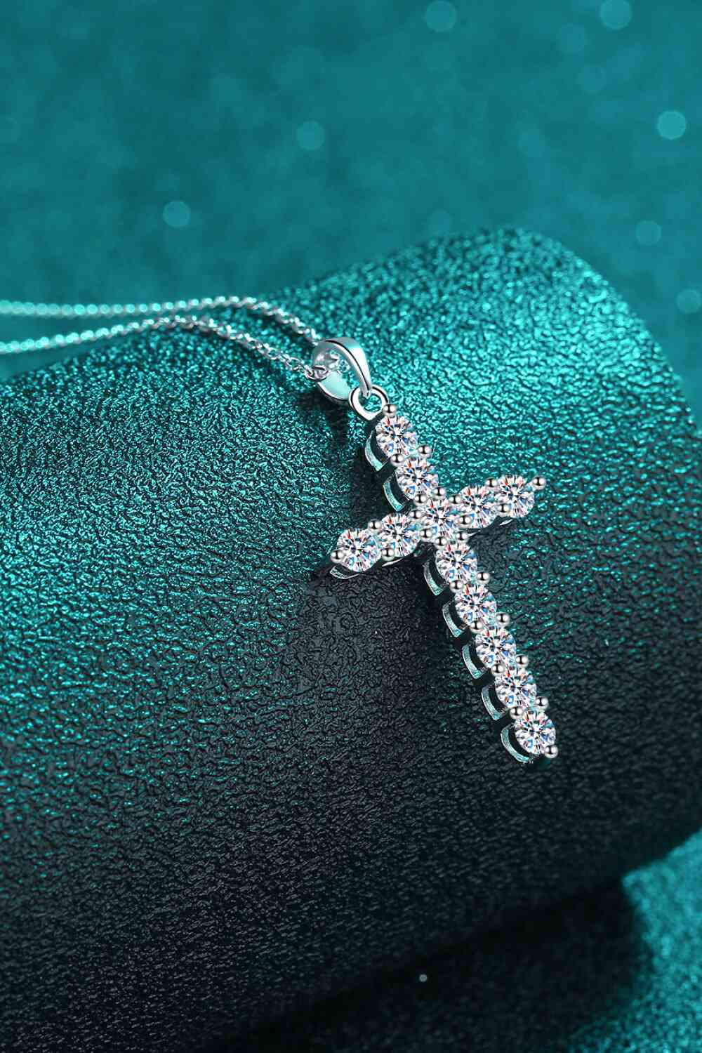 Adored 925 Sterling Silver Cross Moissanite Necklace - lolaluxeshop