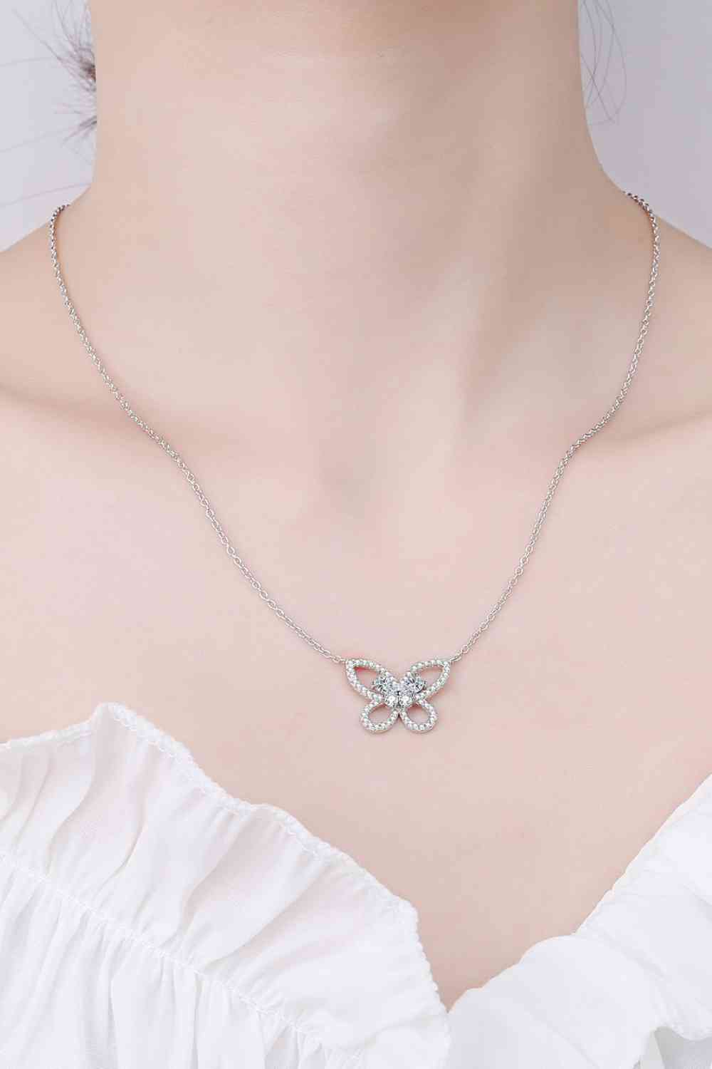 Moissanite Butterfly Pendant Necklace - lolaluxeshop