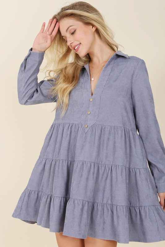 Corduroy tiered dress - LOLA LUXE