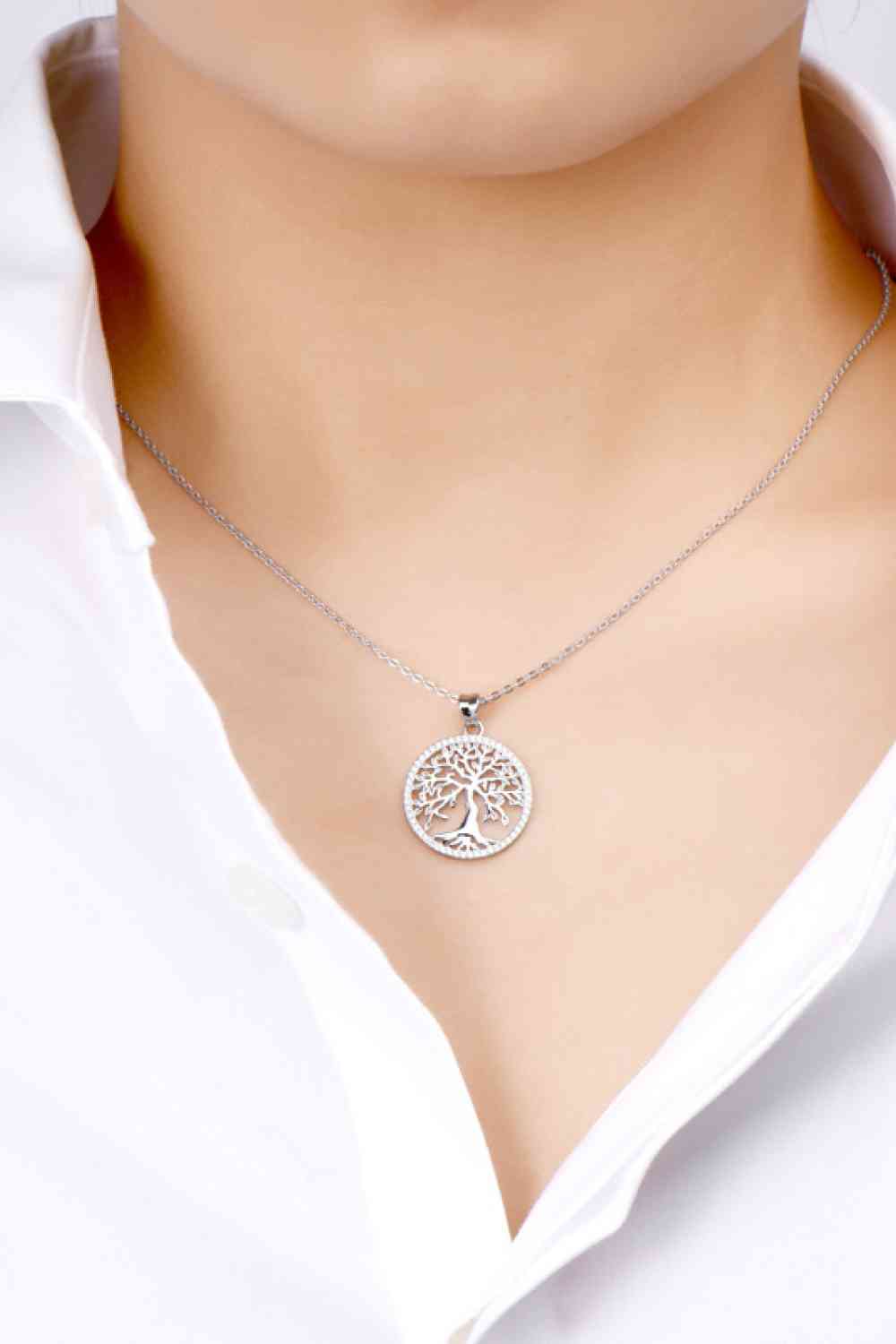 Adored 925 Sterling Silver Moissanite Tree Pendant Necklace - lolaluxeshop