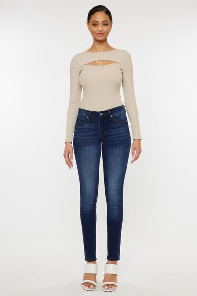 Kancan Mid Rise Gradient Skinny Jeans - lolaluxeshop