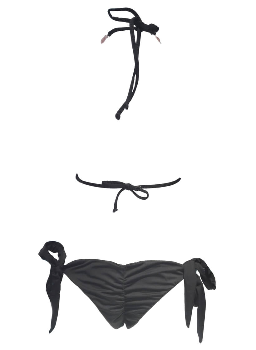 Tessa Triangle Top & Tie Side Bottom - Black - LOLA LUXE